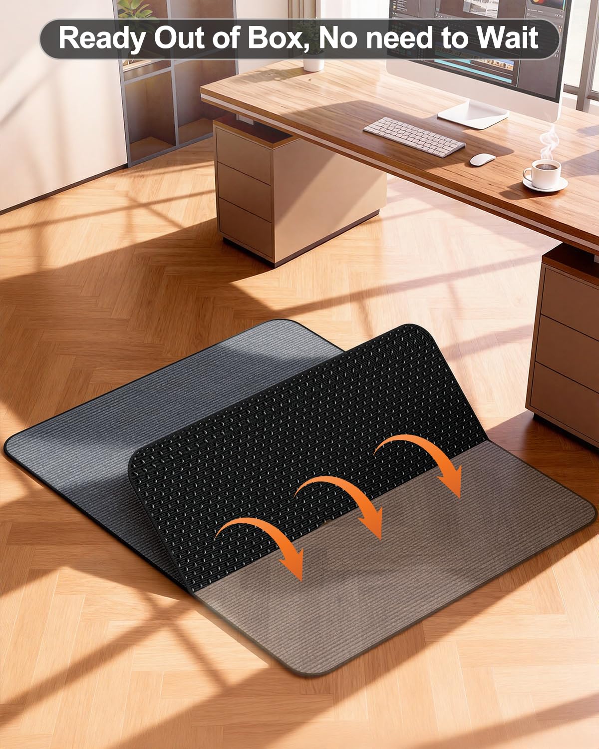 Blvornl Corduroy Office Chair Mat for Hardwood Floor and Low Pile Carpet, 90 x 120 cm Non-Slip Desk Rolling Chair Mat for Hard Floors