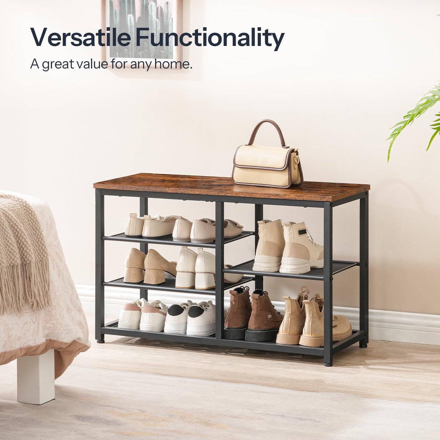 HOOBRO Shoe Bench with Seat, 5-Tier Shoe Rack Bench, Shoe Storage Organizer, 80 cm Shoe Storage Bench for Entryway, Hallway, Space Saving