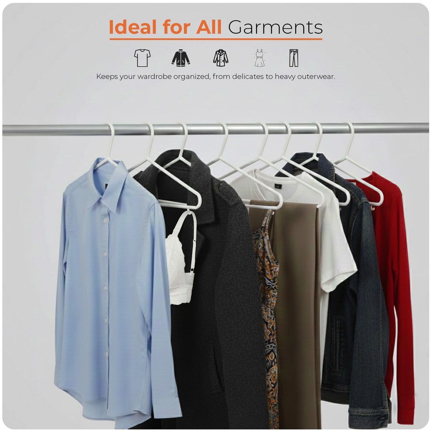 Scott 11 Plastic Coat Hangers, 25 Pack - Adult White Strong Clothes Hangers For Clothes, Durable With Hooks For Space-Saving, Lightweight, Non-Slip