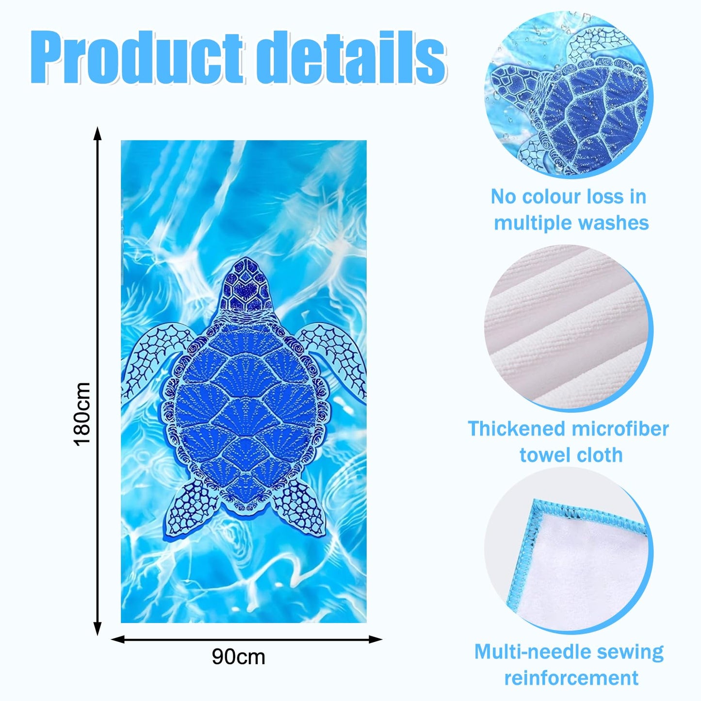 EDLMKM Beach Towel, Microfibre Beach Towels for Adults Extra Large, Quick Dry Microfibre, Compact and Thin Sports Towel Yoga Gym for Women Men