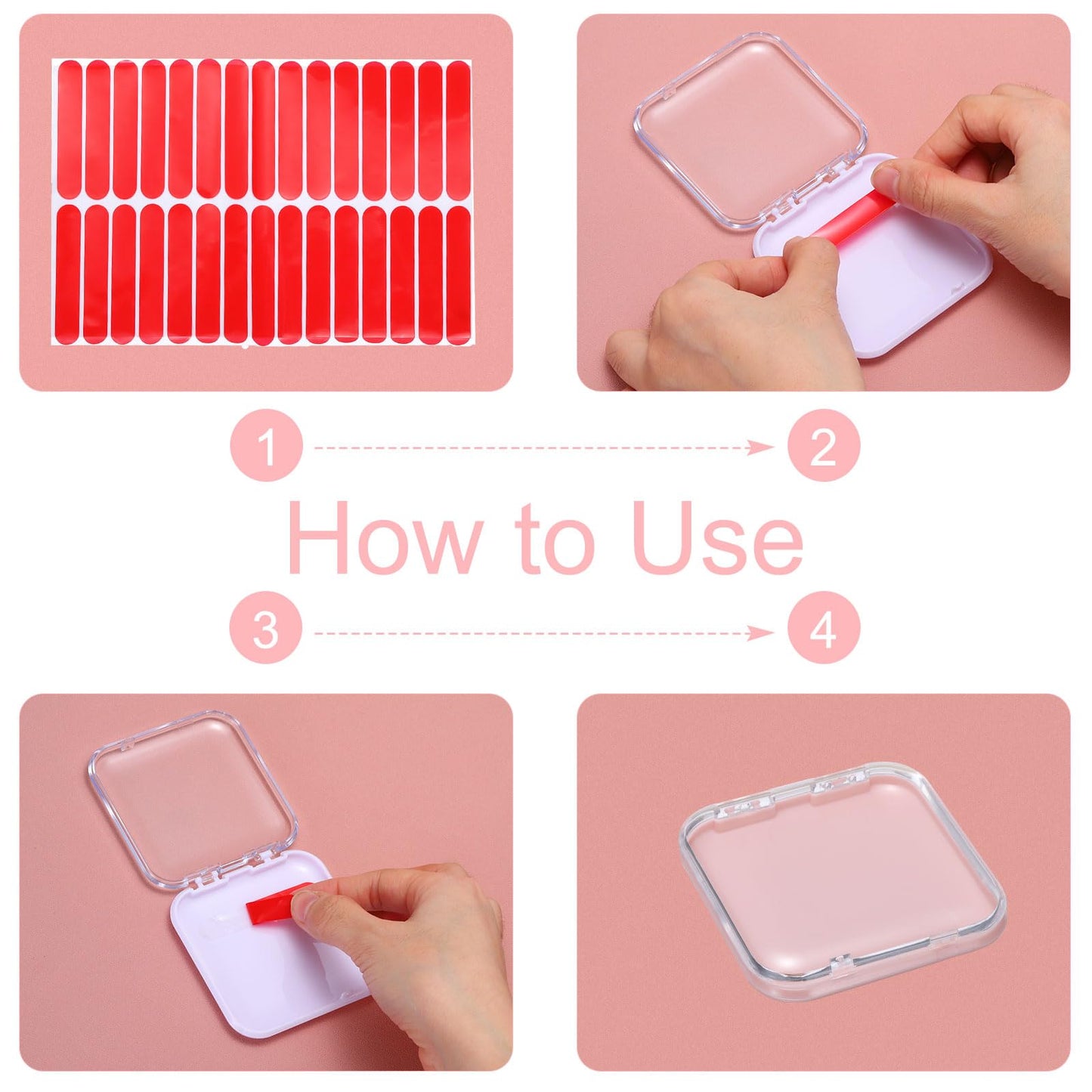 sourcing map 2 Pcs Press on Nail Storage Box with Adhesive Double Sided Tape, Acrylic Nail Display Box for Nail Salon Home Storage Supplies