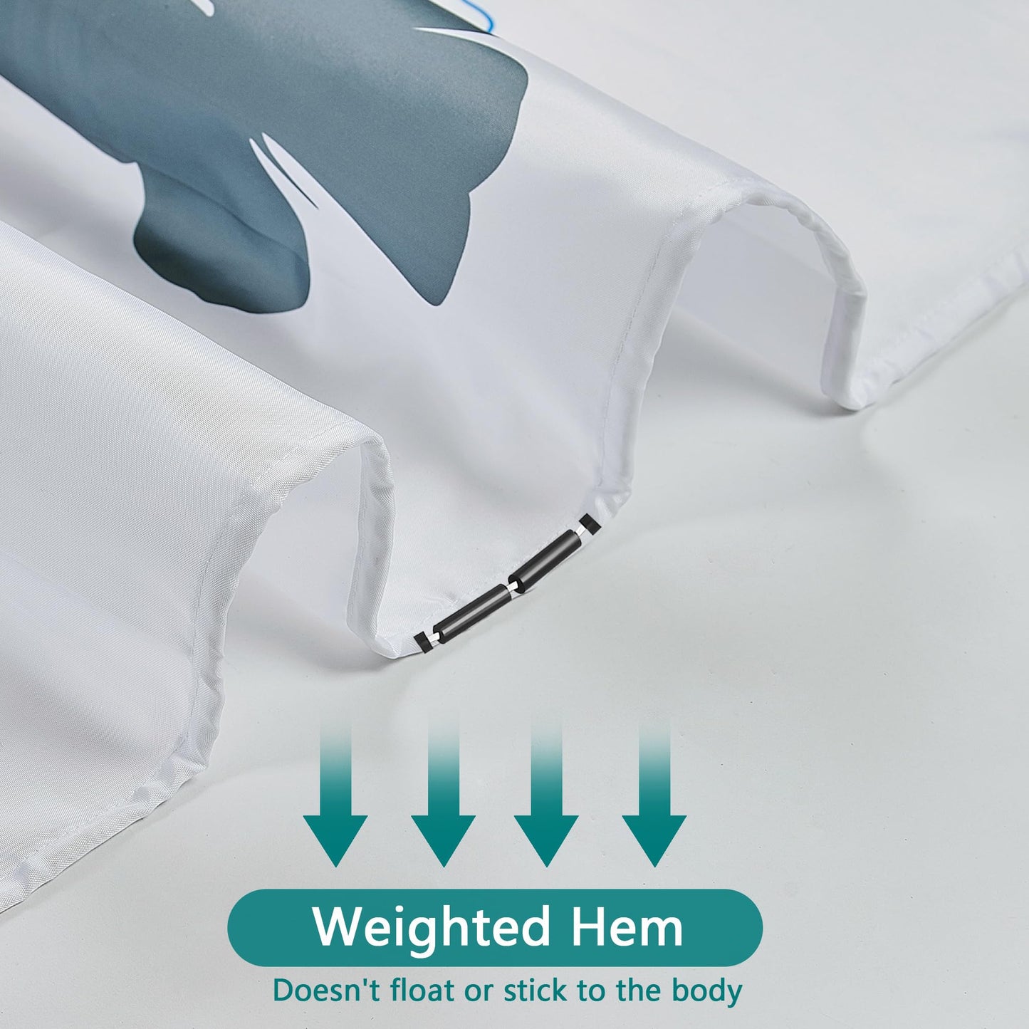 AWIYTE Shower Curtain 180 x 200 cm (71 x 79 Inch), Waterproof Polyester Textile Fabric Machine Washable with 12 Plastic Hooks & Weighted for Bathroom