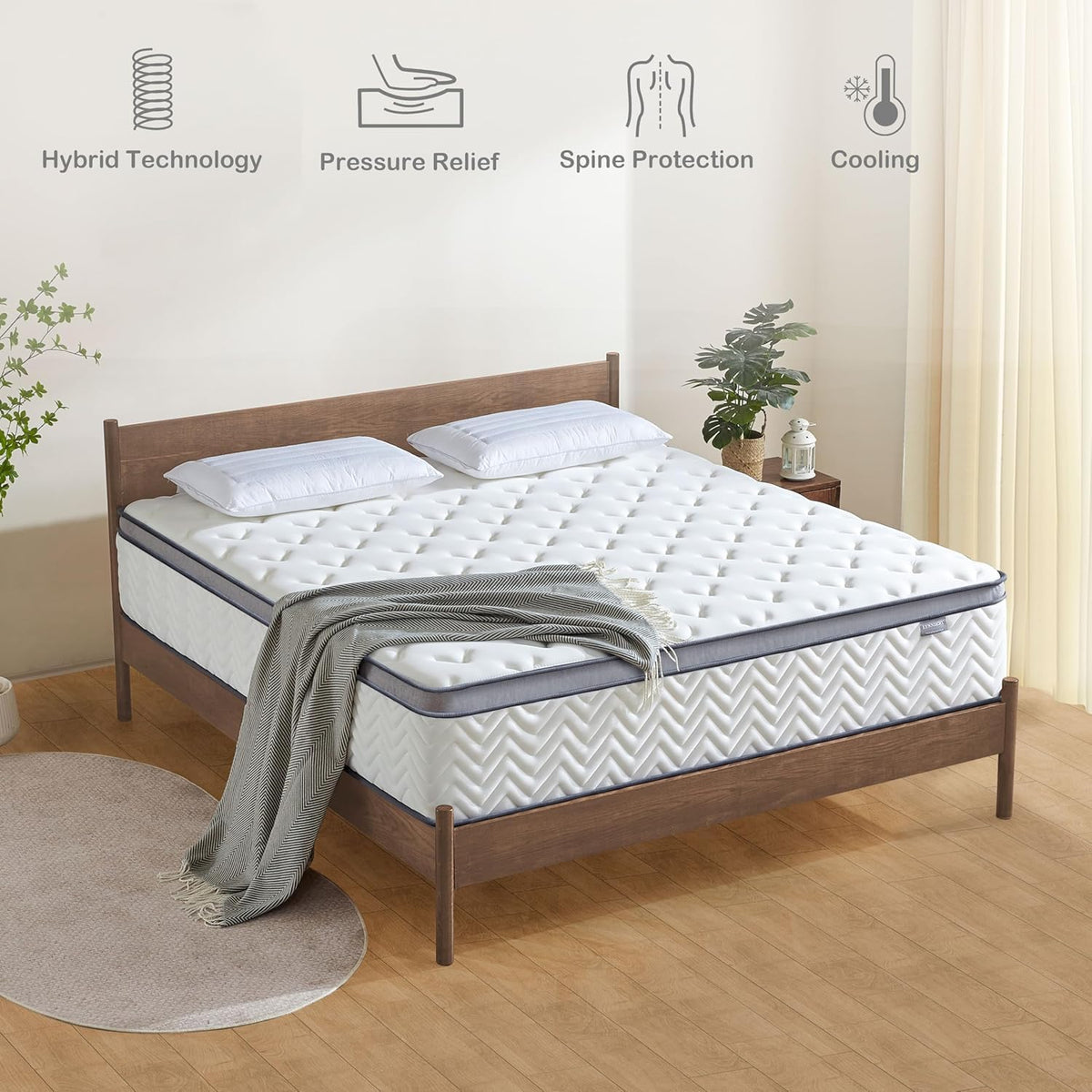 Deegari 10 Inch Single Size Mattress in a Box, Hybrid Cooling Gel Memory Foam & Pocketed Coils, Medium Firm, Pressure Relief, Motion Isolation