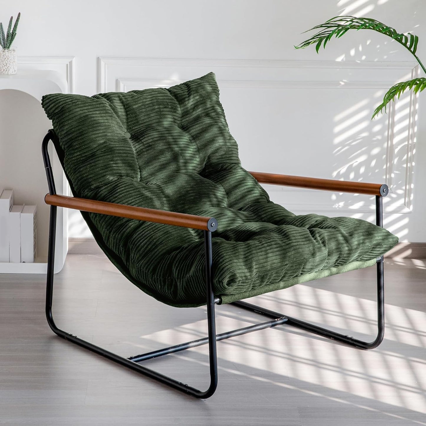 MAXYOYO Modern Accent Chair,Comfy Armchair for Living Room Lounge Chairs with Sturdy Metal Frame Wood Armrest Reading Chair Occasional Chairs with