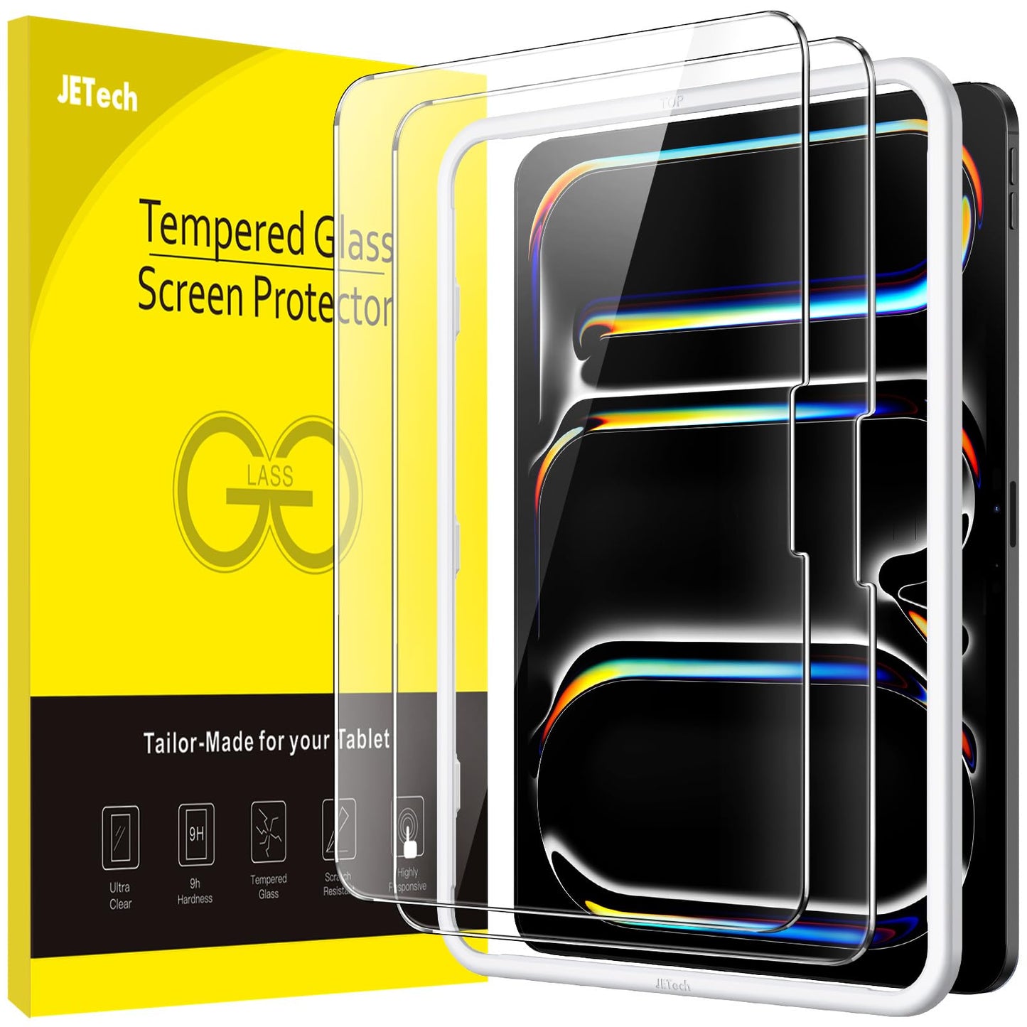 JETech Screen Protector for iPad Pro 13-Inch M5/M4 (2025/2024) with Easy Installation Frame, Tempered Glass Film, HD Clear, 2-Pack