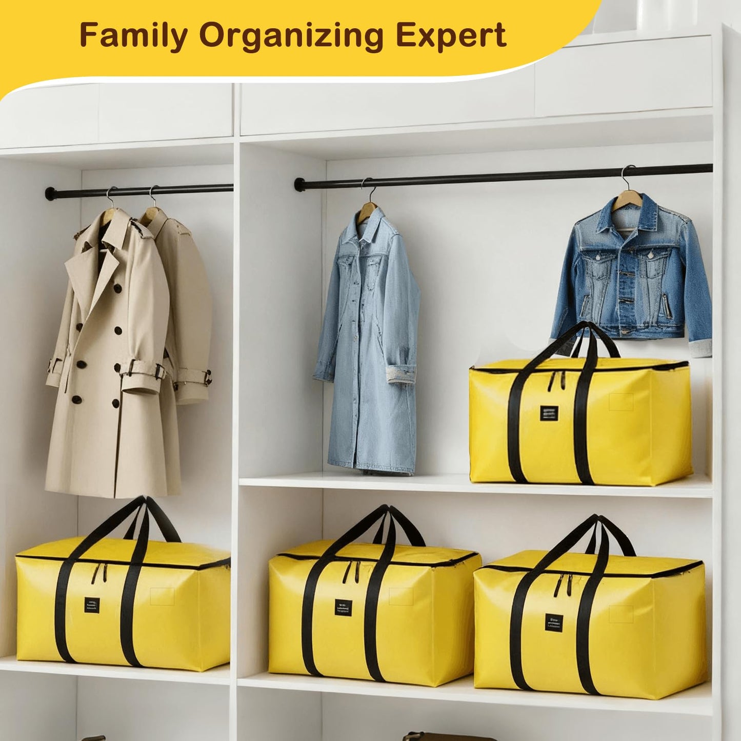 JIAWEN 6 Pack Moving Bags and Storage Bags - 95L Heavy Duty Moving Boxes