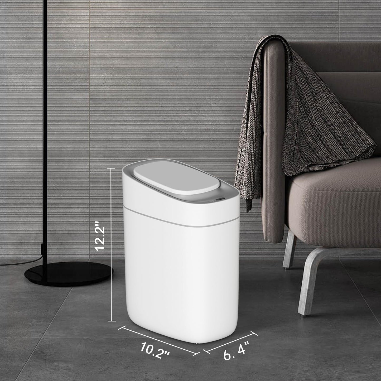 ELPHECO Automatic Bathroom Trash Can with Lid 2.5 Gallon Slim Sensor Garbage Can, 9L Narrow Plastic Trash Bin