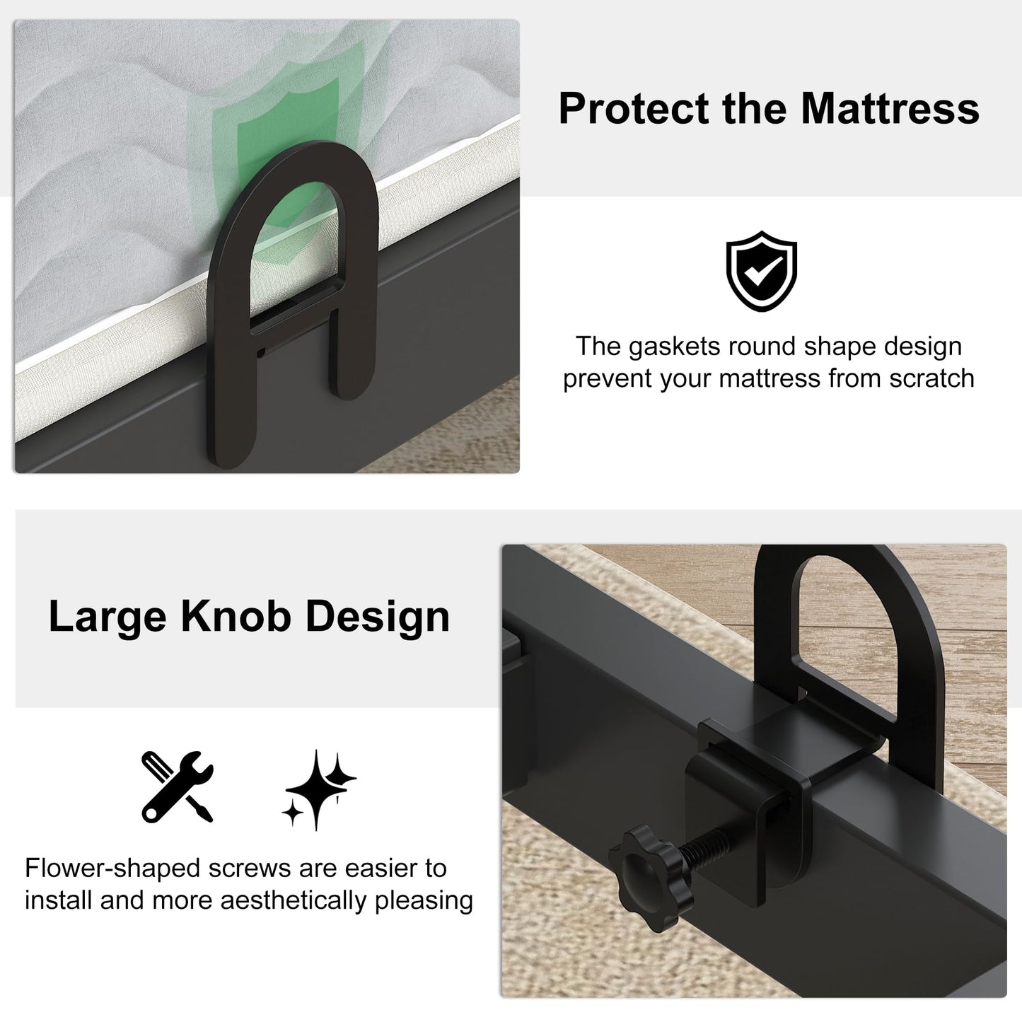 Lutown-Teen Non Slip Mattress Grippers, Mattress Stopper 4 PCS, Black