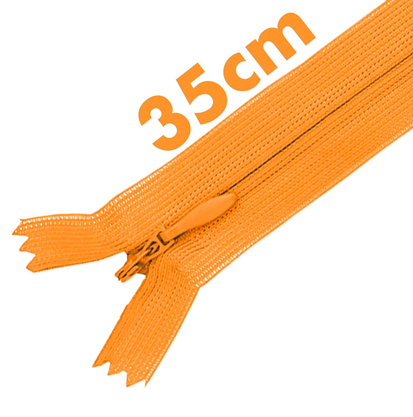 MARARDI Pack of 10 Invisible Zippers [Orange] Nylon [35 cm] Sewing Clothing Bags Ribbon Cotton Leather Plastic for Sewing Machine Zip with Metal Clasp