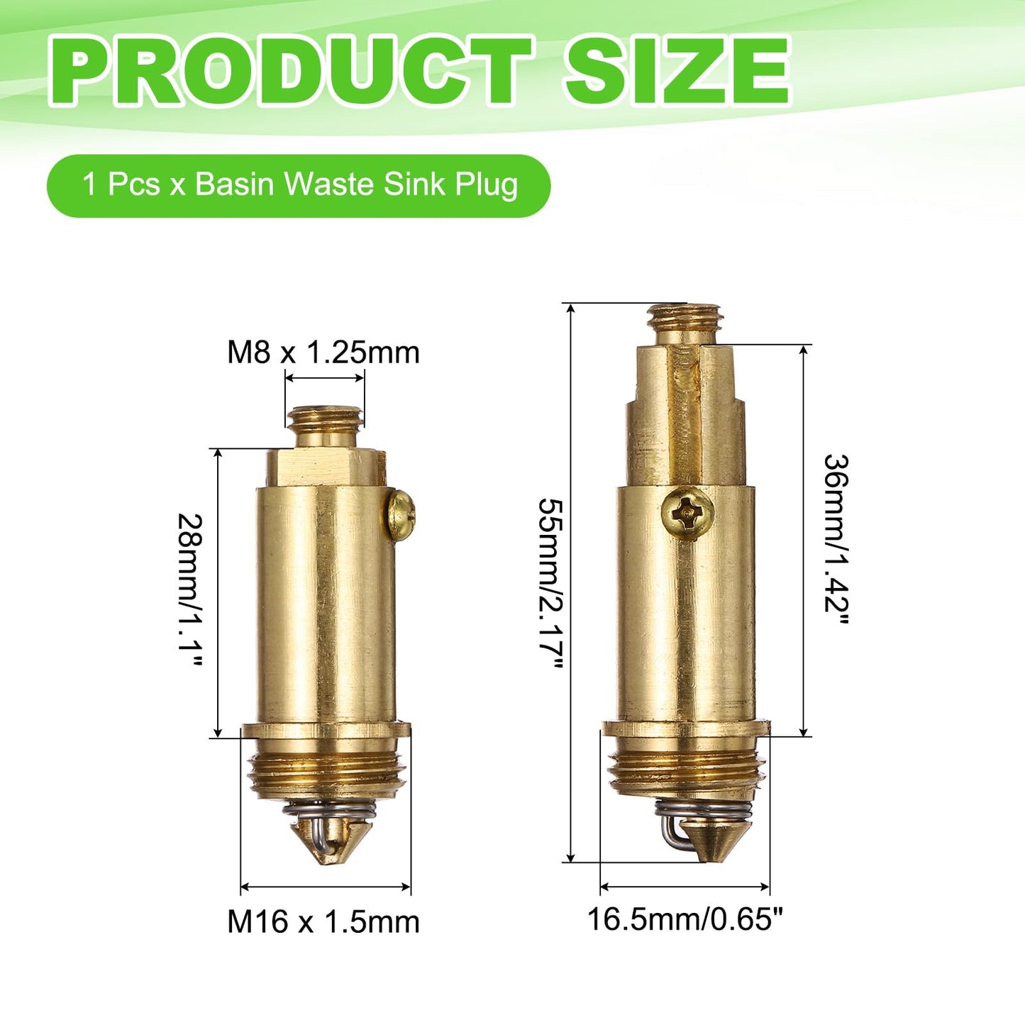 sourcing map Basin Sink Clicker, Replacement Sink Basin Clicker Brass Push Spring Plug for Home Bathroom Bathtub Sinks Drain Stopper