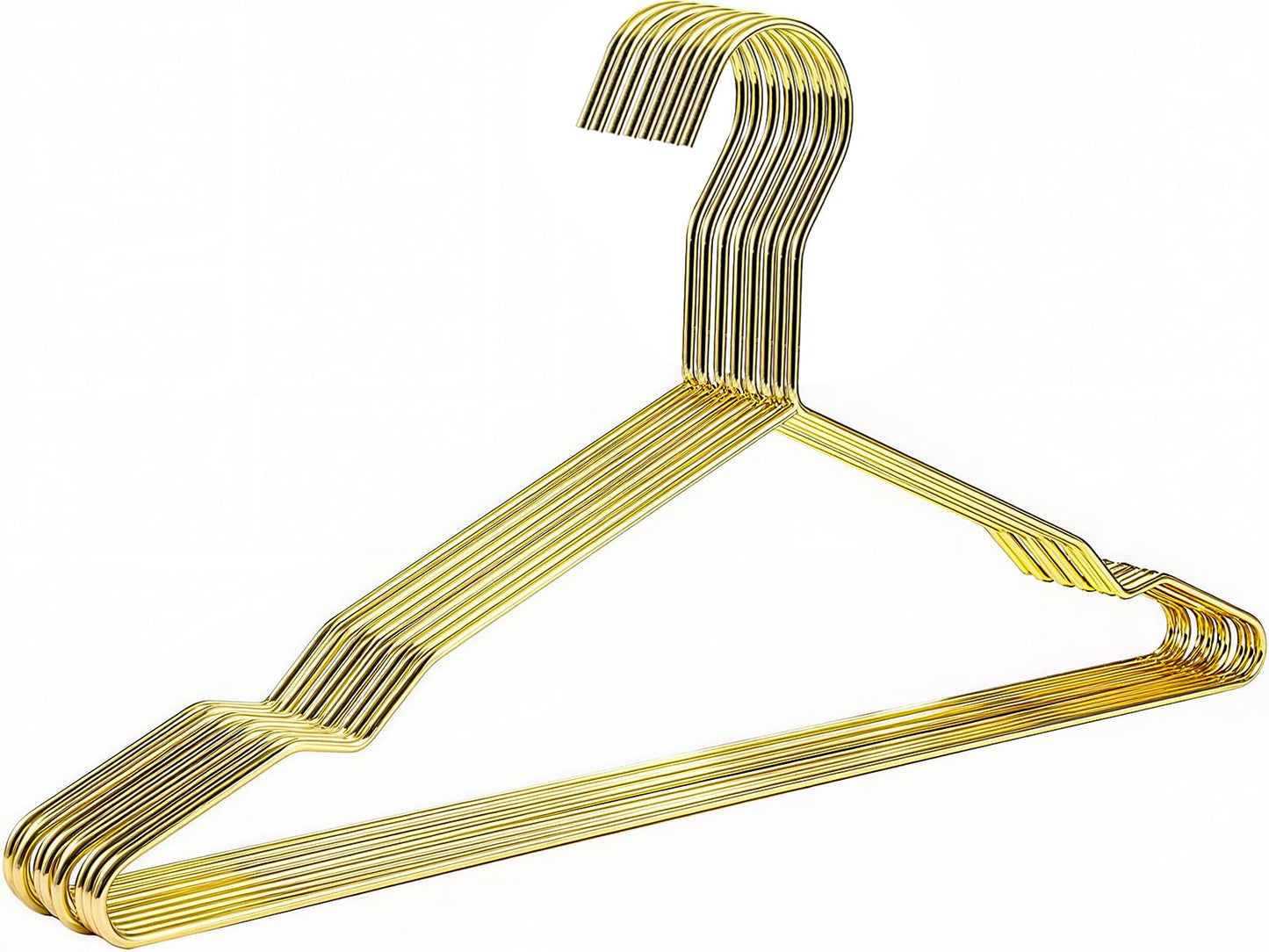 Qualsen Metal Wire Coat Hangers for Clothes, Gold 10 Pack, 42cm
