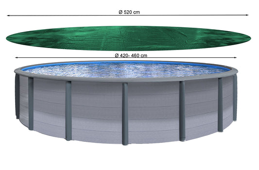 QUICK STAR Winter Swimming Pool Cover Round 180g/m? for Poolsize 420-460cm (15ft) Tarpaulin dimension ? 520cm Green