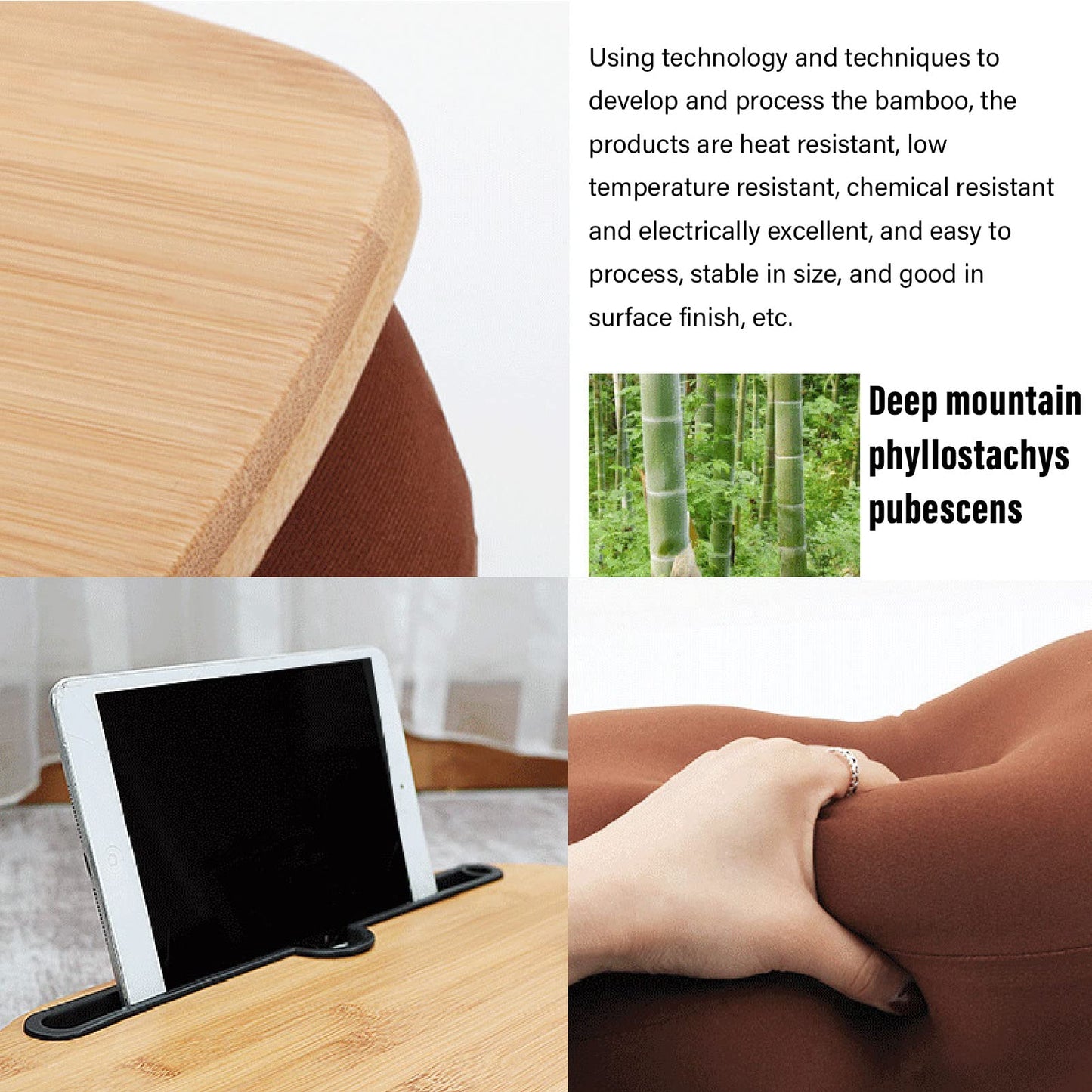 Wood Laptop Stand, 15.6 Inch Portable Lap Desk with Anti-Slip Strip