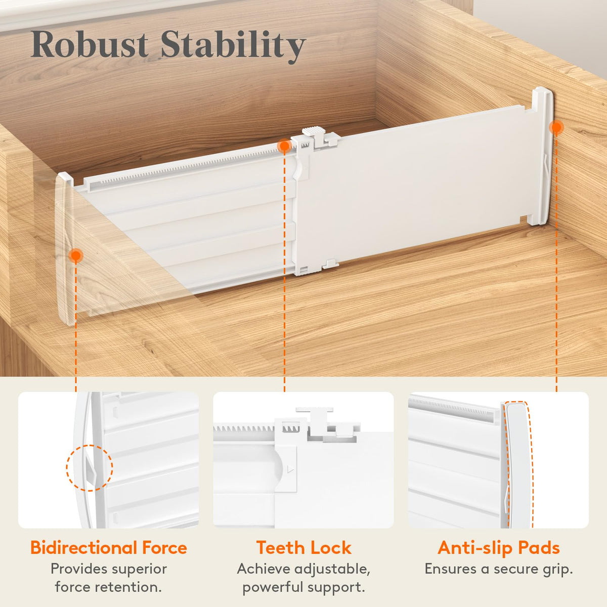 Lifewit 6 Pack 5" High Drawer Dividers 30-47cm/11.5-18.5" Adjustable Drawer Dividers for Clothes, Expandable Kitchen Drawer Dividers Organisers