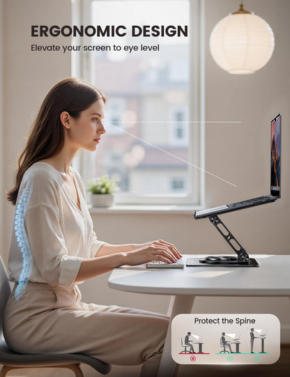 Lamicall Laptop Stand Desk, Laptop Riser - 360° Rotatable Foldable Aluminum Notebook Holder