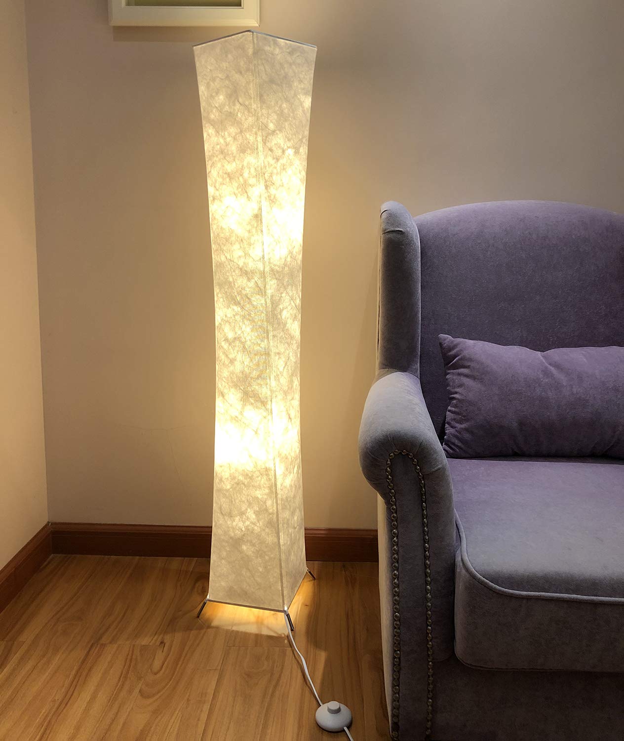 CROSS ZEBRA Floor Lamp, Bedroom Fabric Lamp Soft Warm Lighting Romantic Atmosphere Minimalist Modern Design for Living Room, Tall Arc Floor Standing