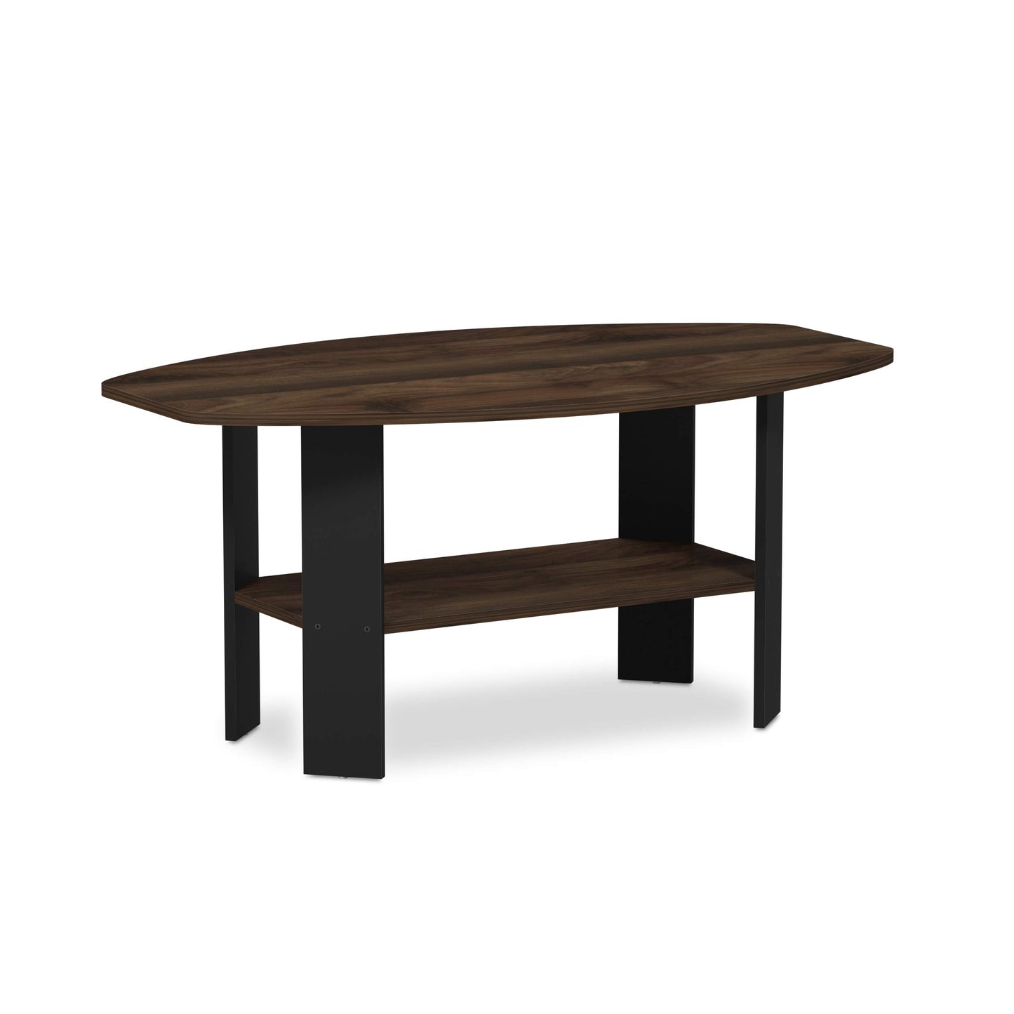 Furinno SIMPLE DESIGN Coffee Table, Small Coffee Table wih Open Shelf, Side Table, for Living Room, Home Office, Columbia Walnut