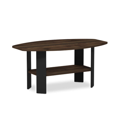 Furinno SIMPLE DESIGN Coffee Table, Small Coffee Table wih Open Shelf, Side Table, for Living Room, Home Office, Columbia Walnut