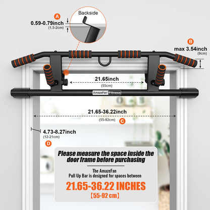 AmazeFan Pull Up Bar Doorway with Ergonomic Grip - Fitness Chin-Up Frame for Home Gym Exercise - Multi-Angle Grip - 2024 Upgrade Smart Hook (Fits