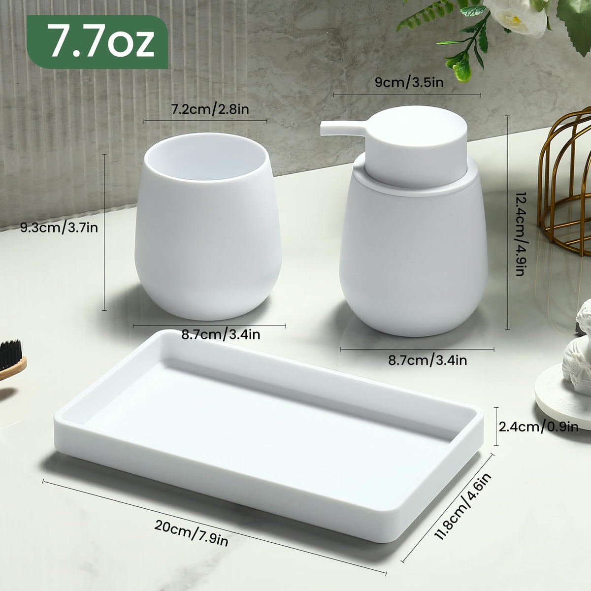 White Bathroom Accessories Set, Modern 3 Pcs Bathroom Essentials