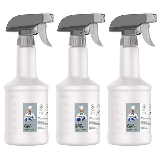 MR.SIGA 16 oz Plastic Spray Bottles for Cleaning Solutions, HDPE Commercial Grade Refillable Spray Bottles with Measurements and Adjustable Leak Proof