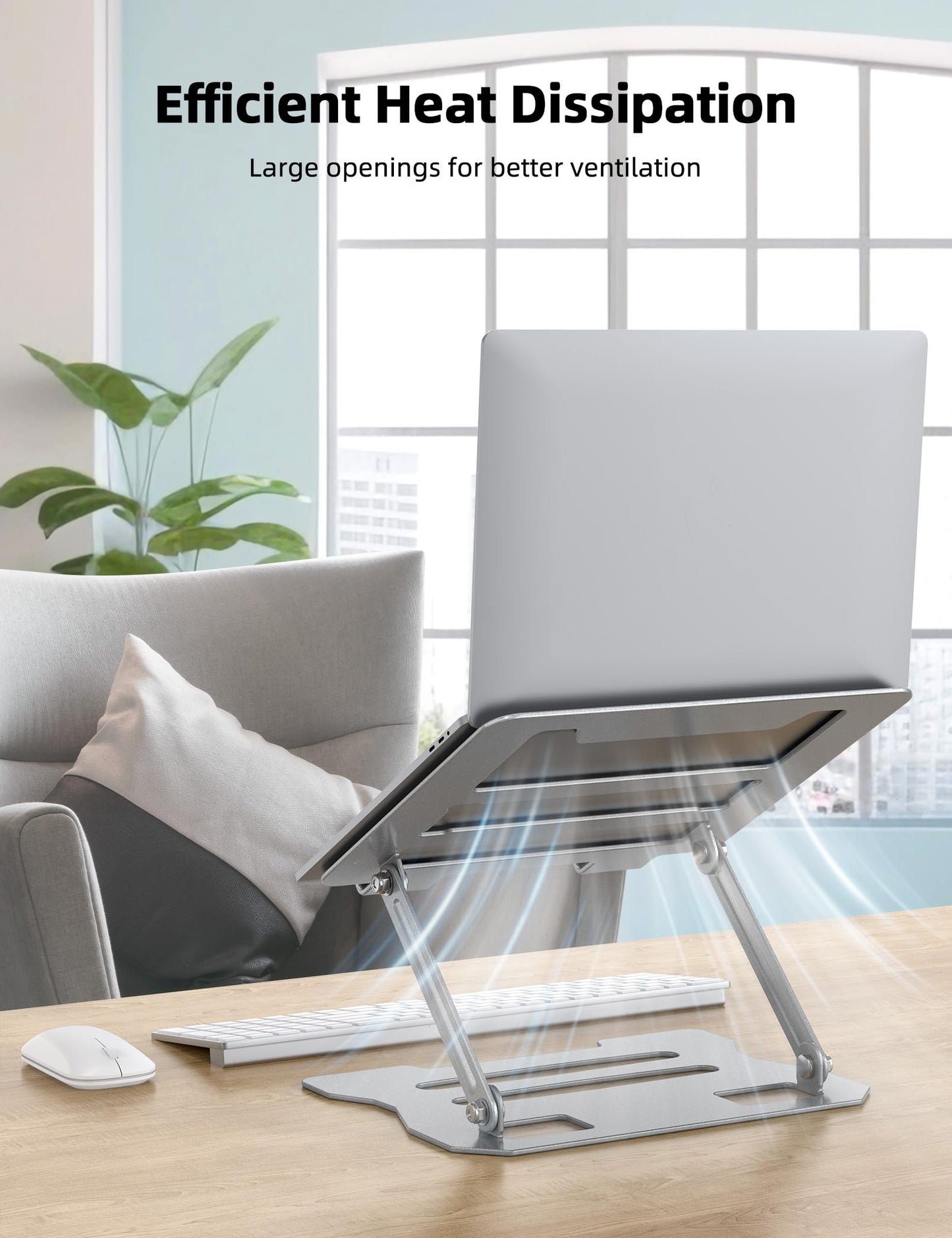 Adjustable Laptop Stand, Ergonomic Laptop Riser Heat Vent Computer Stand for Desk