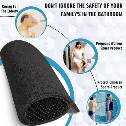 Bingobang Bath Mats Non Slip,Shower Mat Rubber 60x40cm,Extra Soft Anti-Mould, Machine-Washable,For Bathroom Floor,BathtubBlack