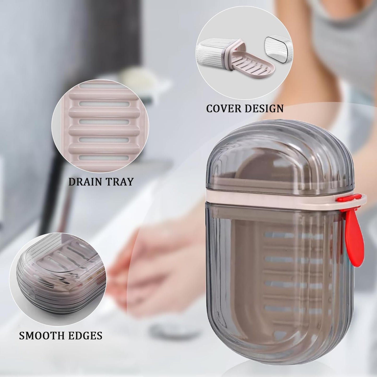 Soap Dish Holder with Lid 2 Pcs, Mini Travel Soap Case with Drainage,Waterproof Leakproof Portable Sealed Shower Soap Box Container Holder for Travel