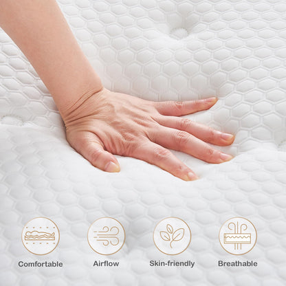 Hiepunos Double Mattress,11 INCH Hybrid Memory Foam and Individually Pocket Spring,4FT6 Double Bed Mattress Medium Firm,Ergonomic Pressure