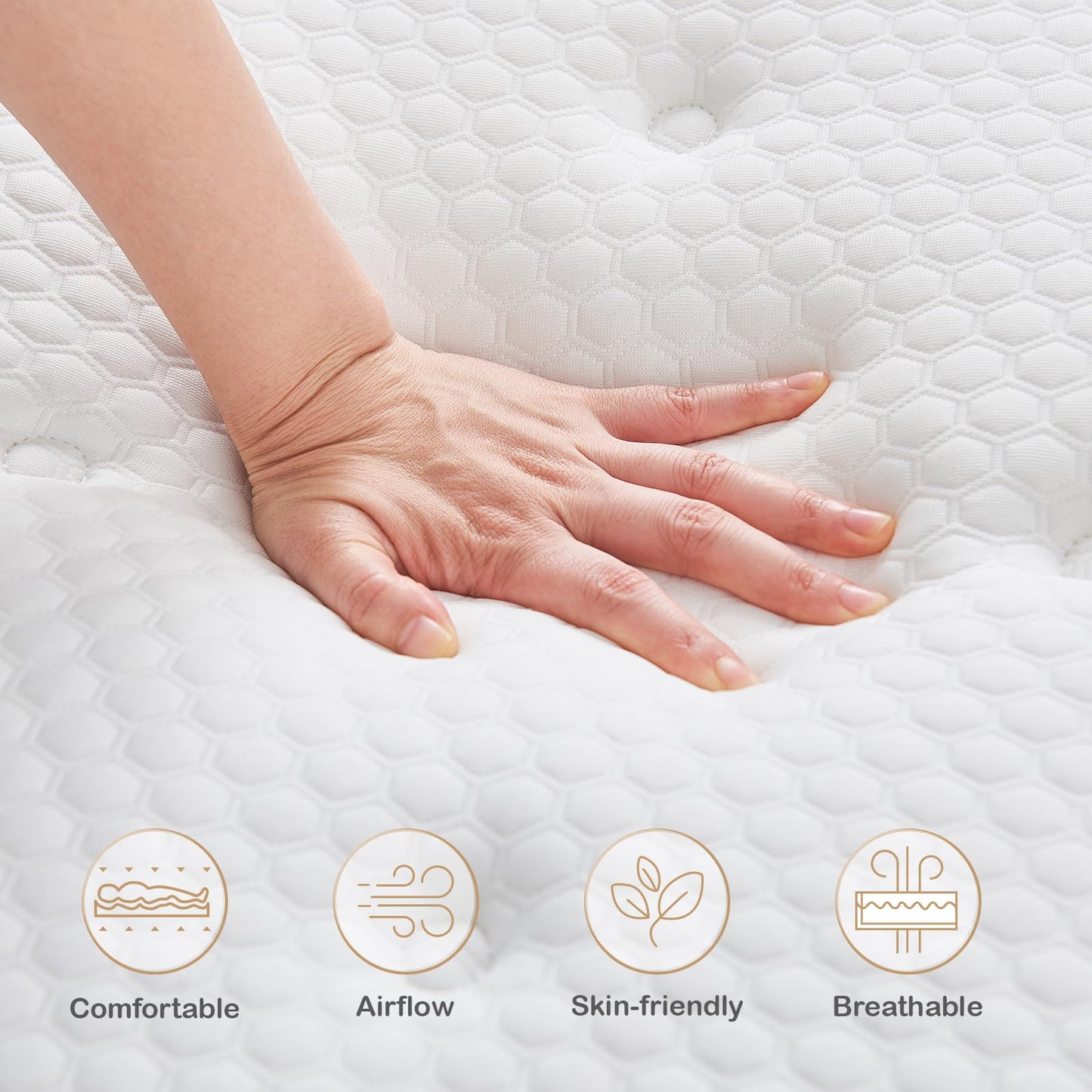 Hiepunos King Size Mattress,10.2 INCH Hybrid Memory Foam and Individually Pocket Spring,5FT King Mattress Medium Firm,Ergonomic Pressure