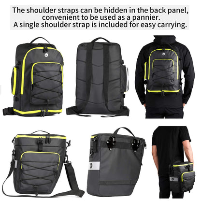 BAIGIO 3-in-1 Multifunctional Bike Panniers Large 75L Bicycle Rear Rack Bags for Back Seat Cycling Carrier Backpack with Shoulder Straps & Waterproof