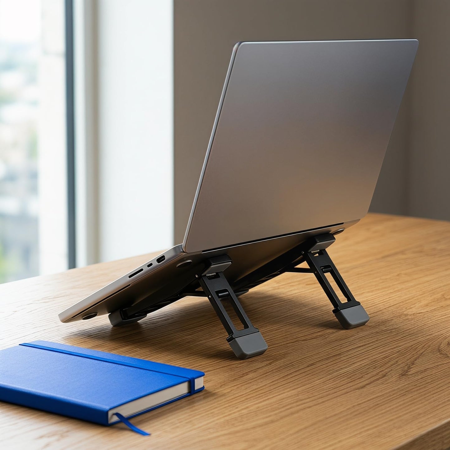 2 Pcs Portable Keyboard Riser, Zinc Alloy Mini Laptop Stand with 3 Adjustable Tilt Angles, Invisible Foldable Keyboard Stand for Desk