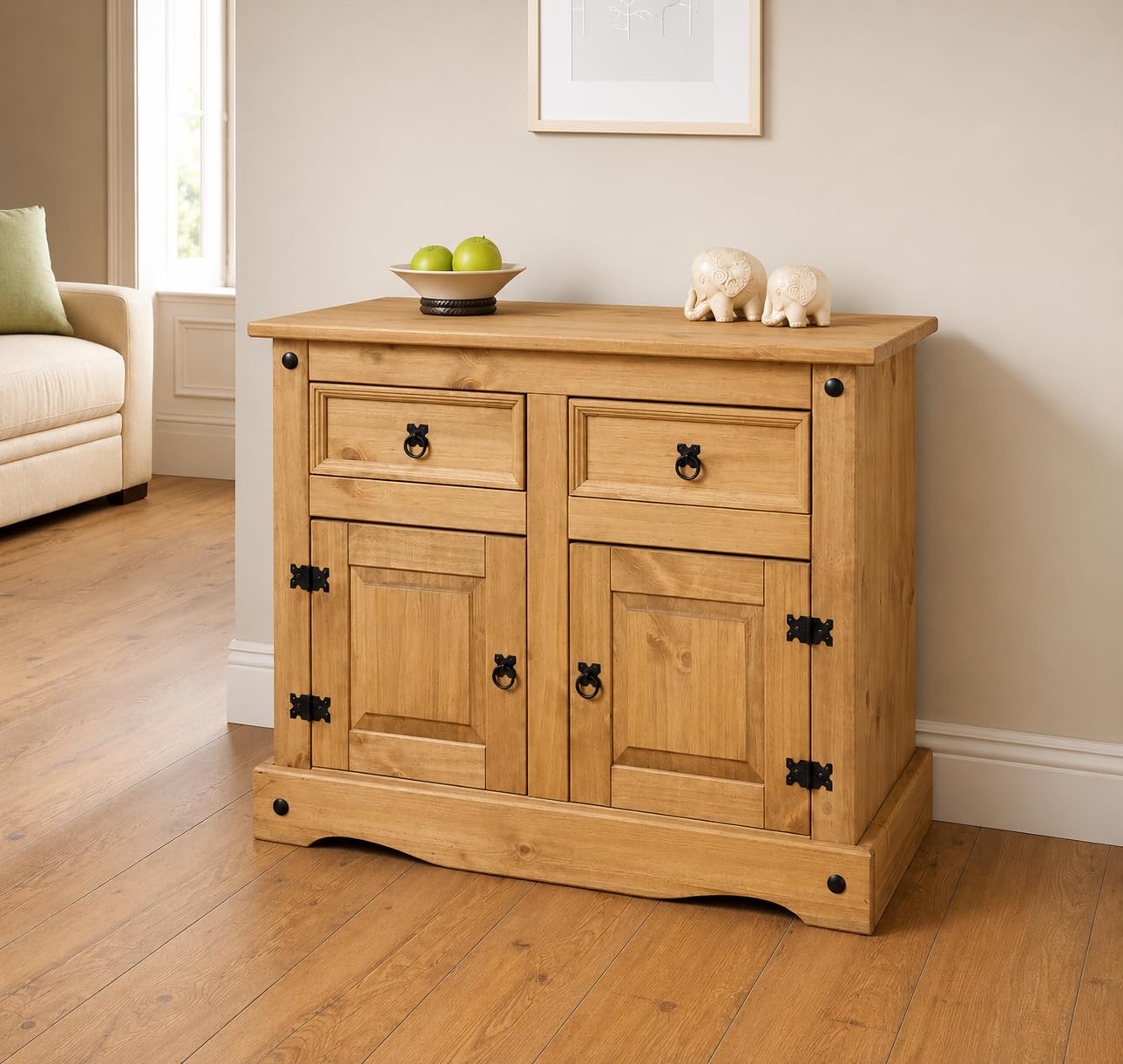 Mews Corona 2 Door 2 Drawer Small Sideboard, Mexican Pine
