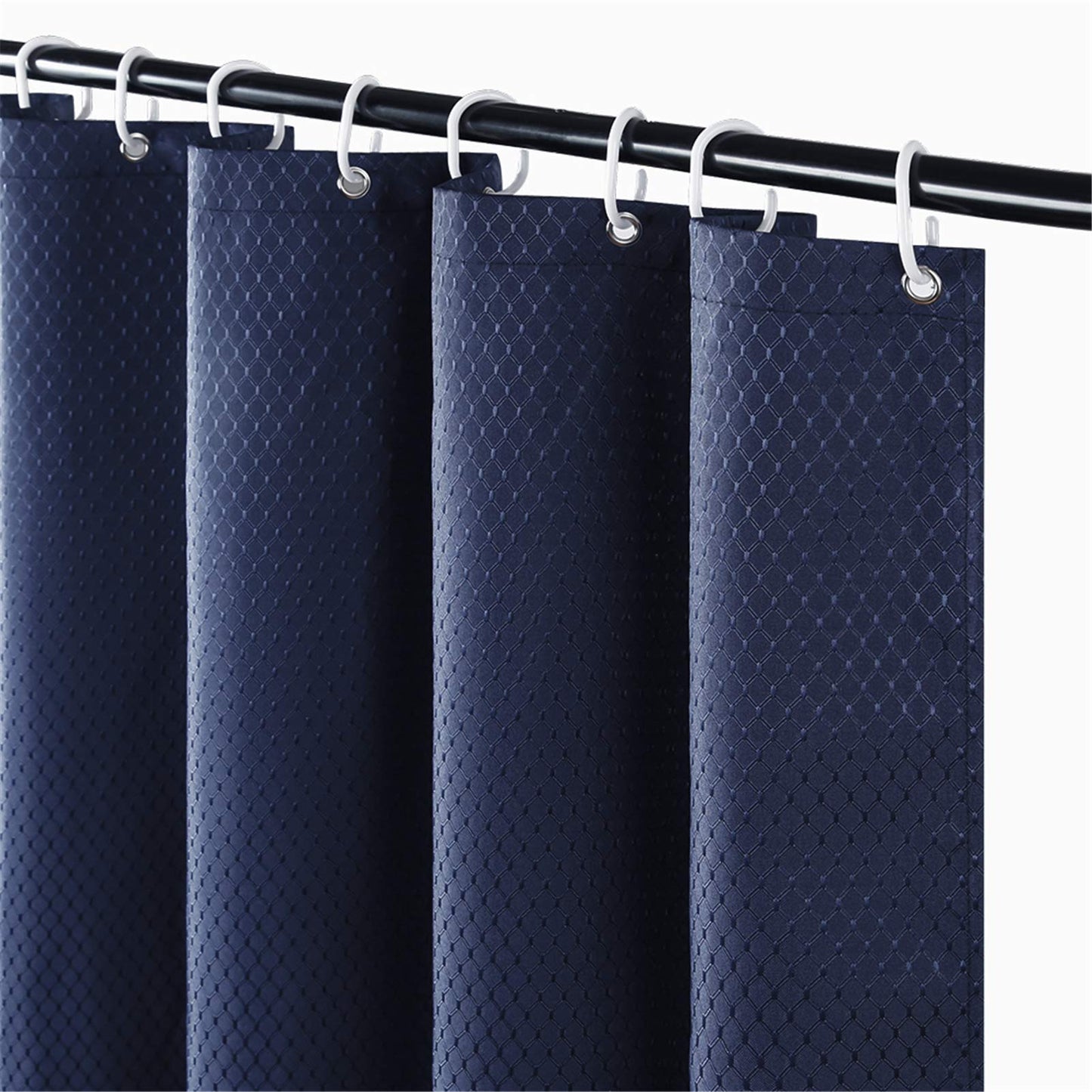 Furlinic Extra Long Shower Curtains for Bathroom Waterproof Mould Resistant Weighted Polyester Fabric 71x84 Inch Navy Set with 12 ADS Hooks 180 x
