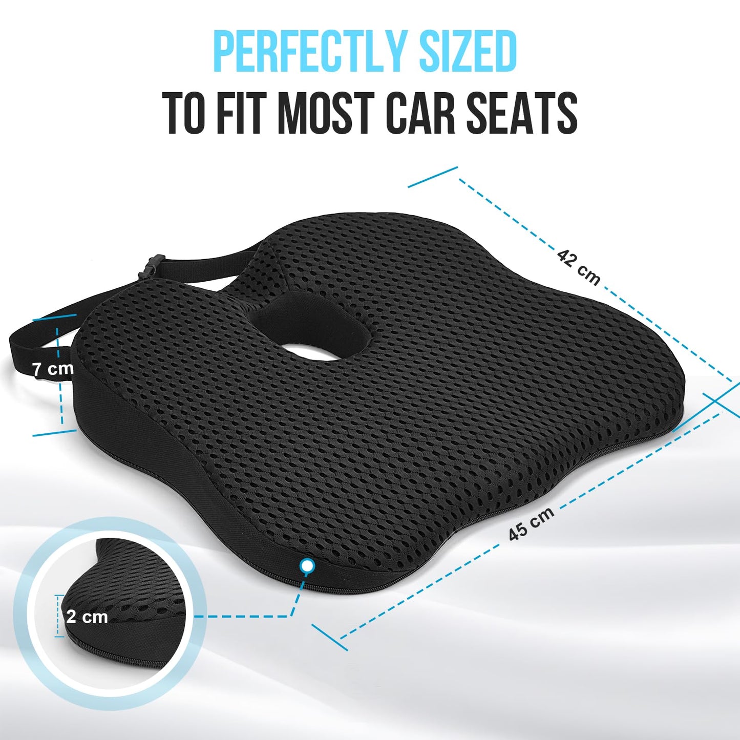 Arbanith Car Seat Cushion for Driving – Ergonomic Wedge Memory Foam Booster