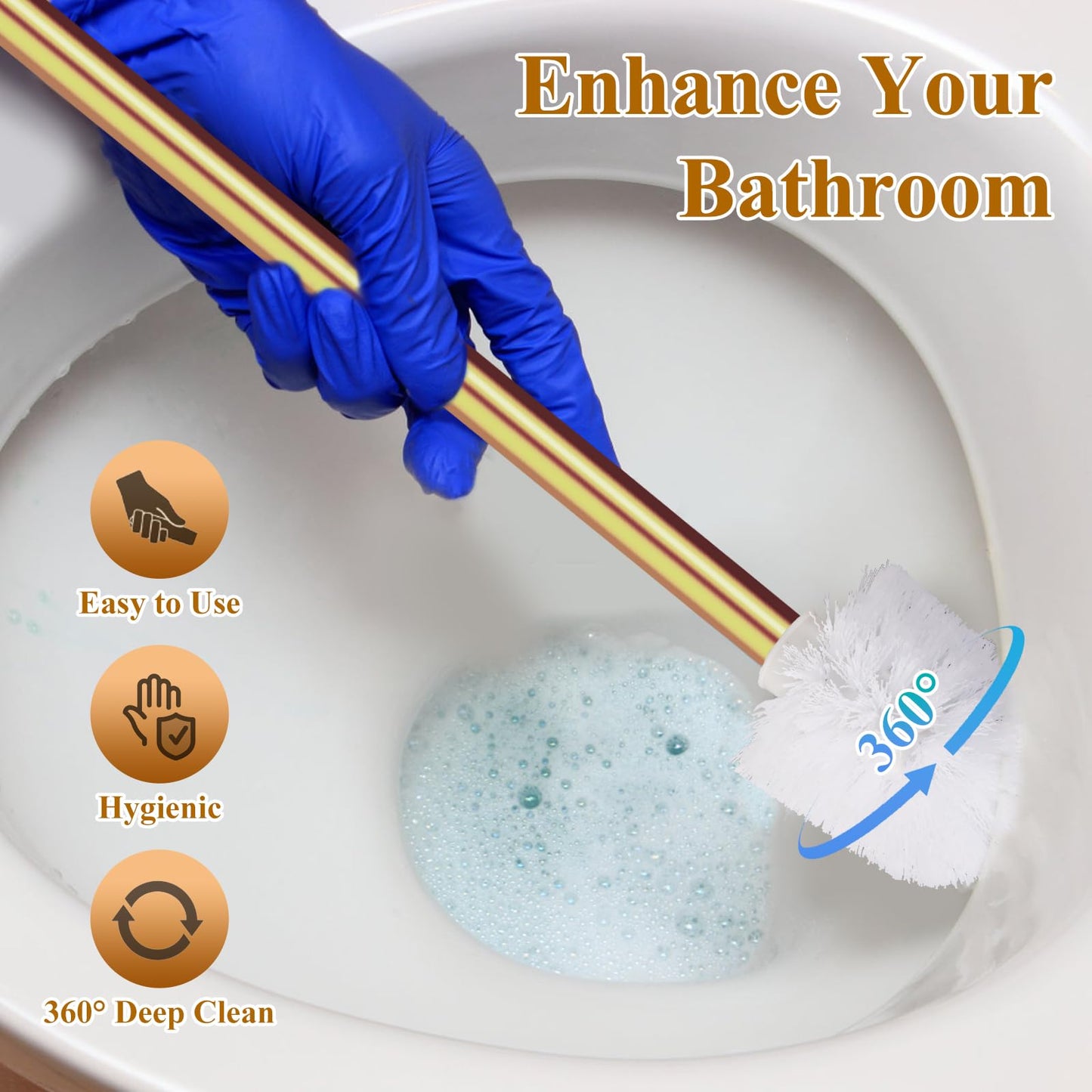 Gold Toilet Brush Replacement Brushes Only, Bring 3 ø 7.5 Cm White Toilet Brush Replacement Head Screw On, Toilet Cleaner Brush