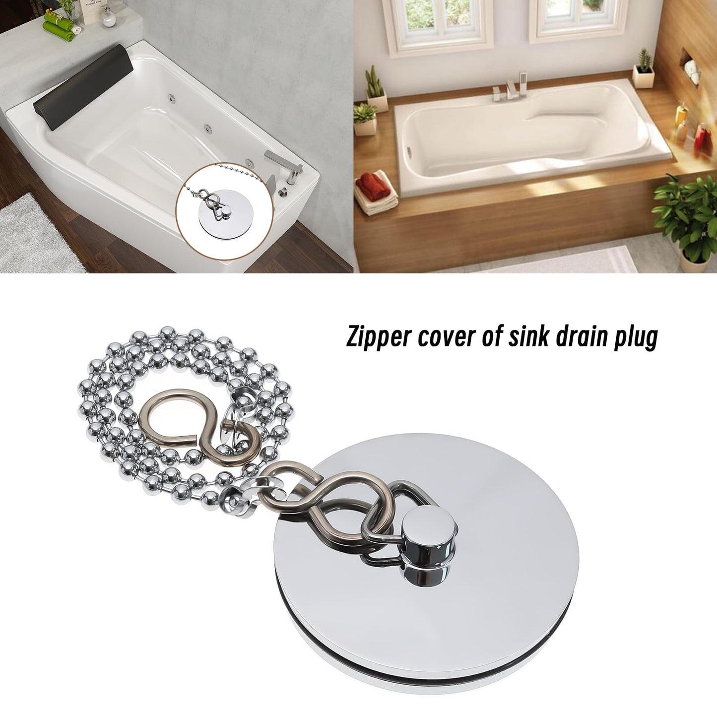 ECSiNG 2Pcs Bath Sink Plug Chrome Bathtub Sink Stopper Metal Drain Plug Accessories for Home Hotel Bathroom 45mm/ 1-3/4 Inch Silver