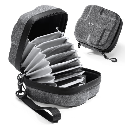 K&F CONCEPT 10 in 1 Lens Filter Case, Hard Shell Camera Filter Pouch Up to 95mm with Hand Strap Camera Lens Filter Storage Wallet for ND UV CPL Filter