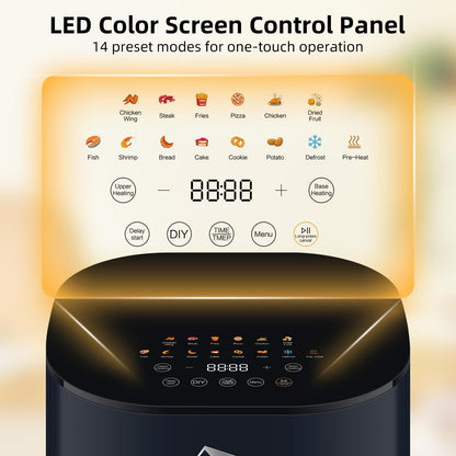 Uten Dual Blaze Air Fryer 5.5L Visual Window, Color Screen, 14 Pre Menus, Delayed Start, Stainless Oil Net, 2 Fast Heaters Independently Controllable,