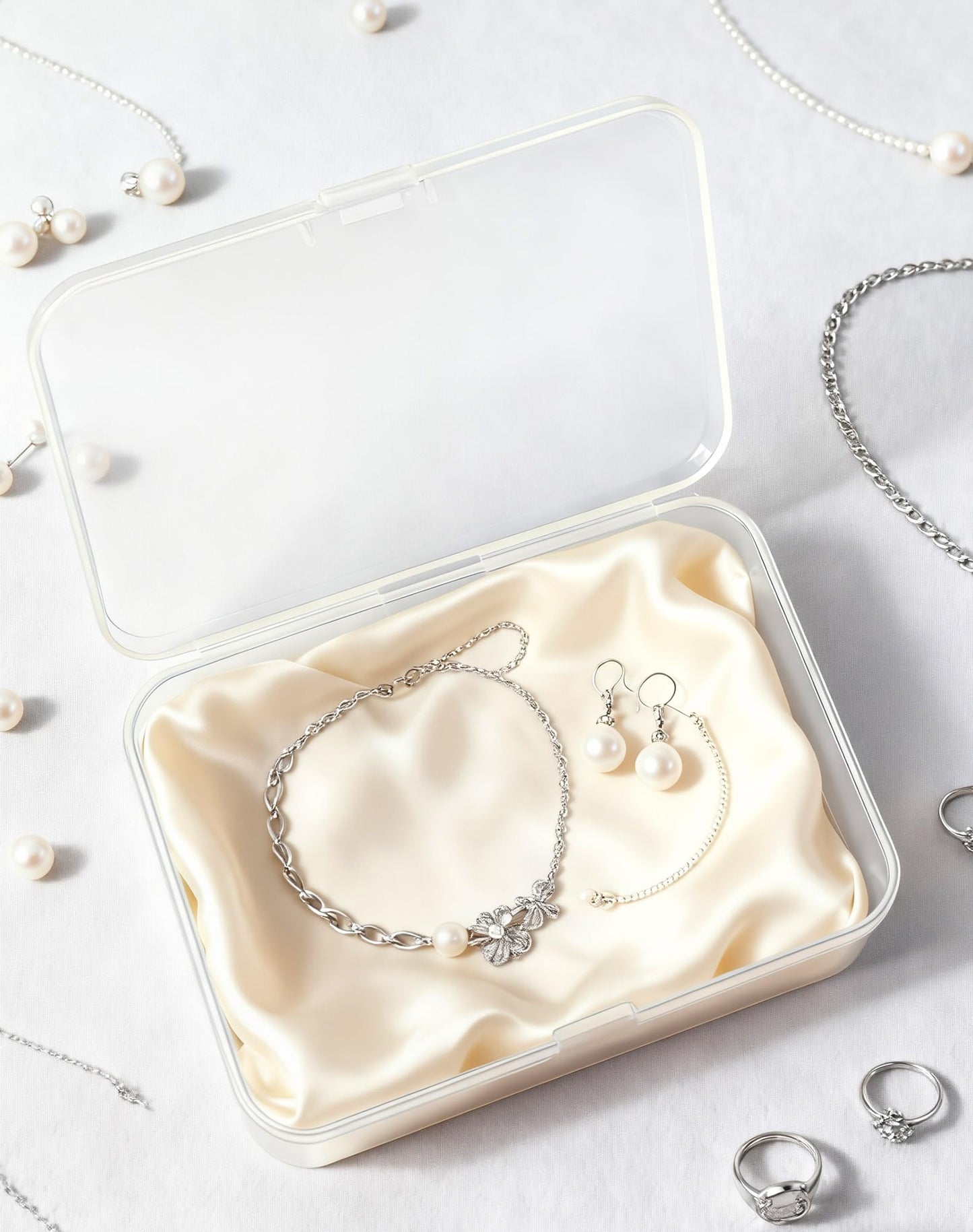 LJY 10 Pack Plastic Storage Boxes with Lids 12.5 x 8.5 x 3.5 cm, Clear