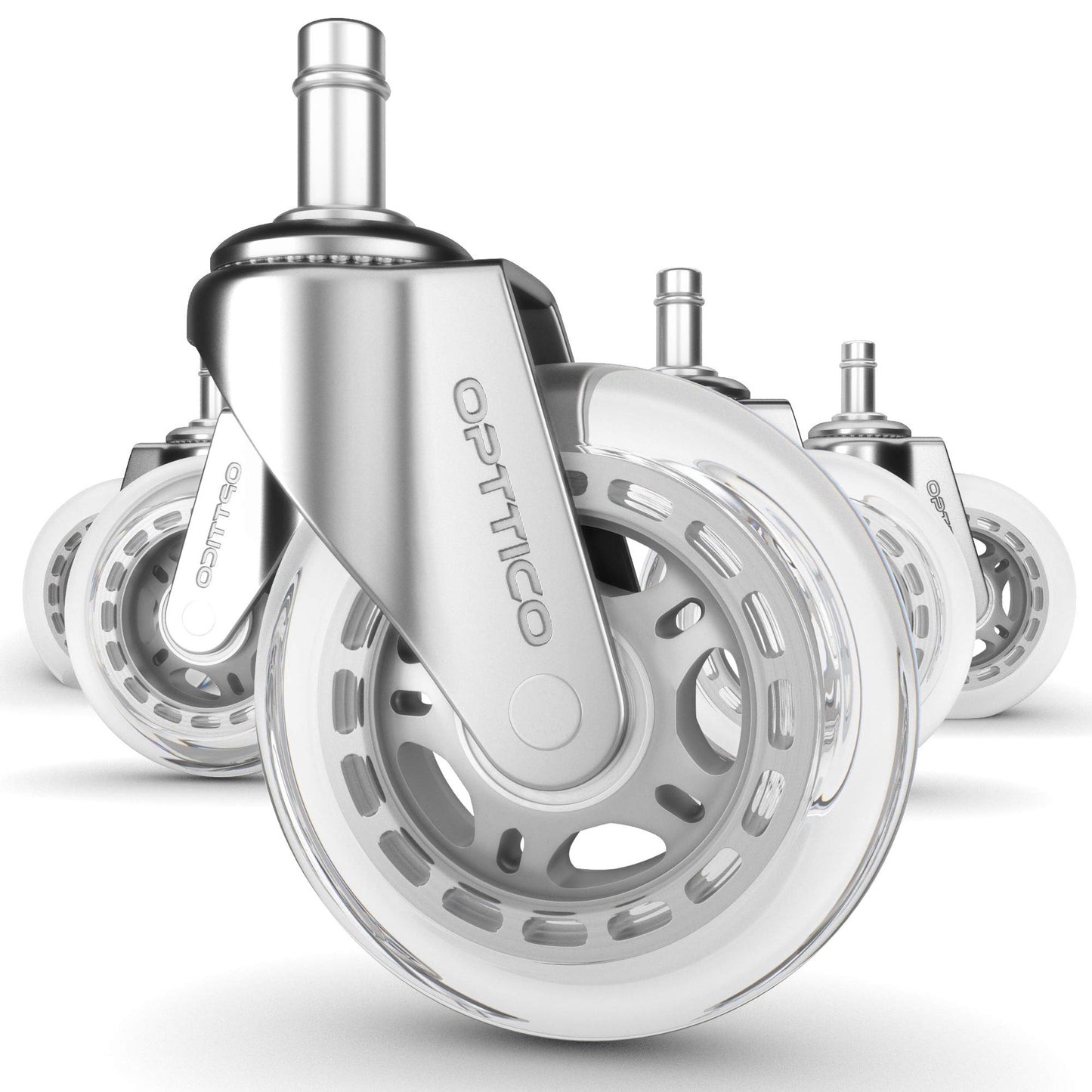 OPTTICO Office Chair Caster Wheels Replacement Set - 3" Heavy Duty Desk Chair Rollers for Hardwood Floors - 650 lbs Load Capacity, 5 Pack