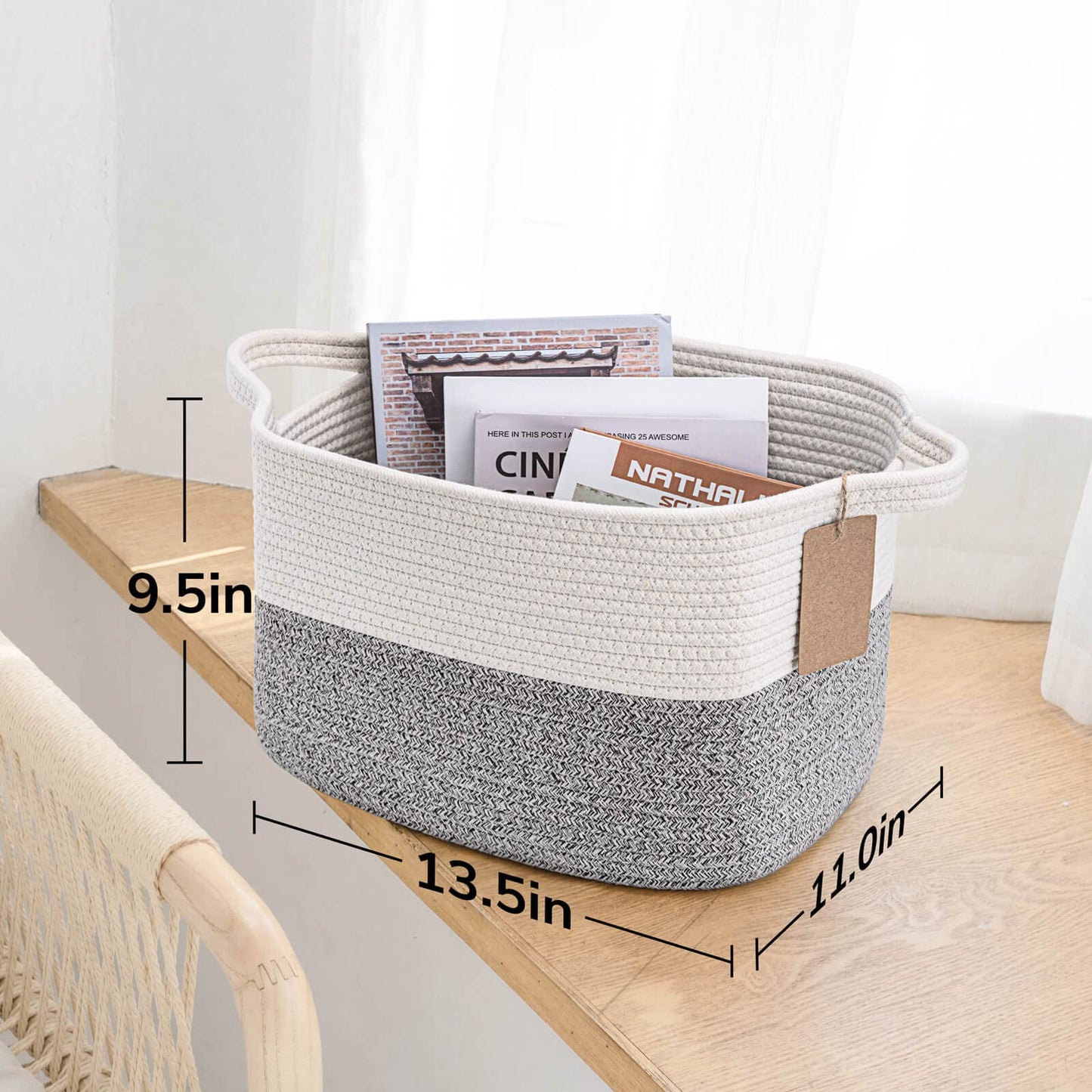 TIMEYARD 3 Pack Storage Baskets for Shelves Woven Basket with Handles