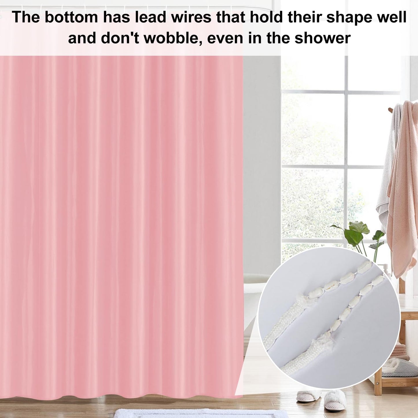 LUKDUNG 120 x 200 cm Polyester Textile Shower Curtain Anti-Mould for Bathroom, Curtain for Bathtub Shower Made of Fabric Waterproof Washable Shower