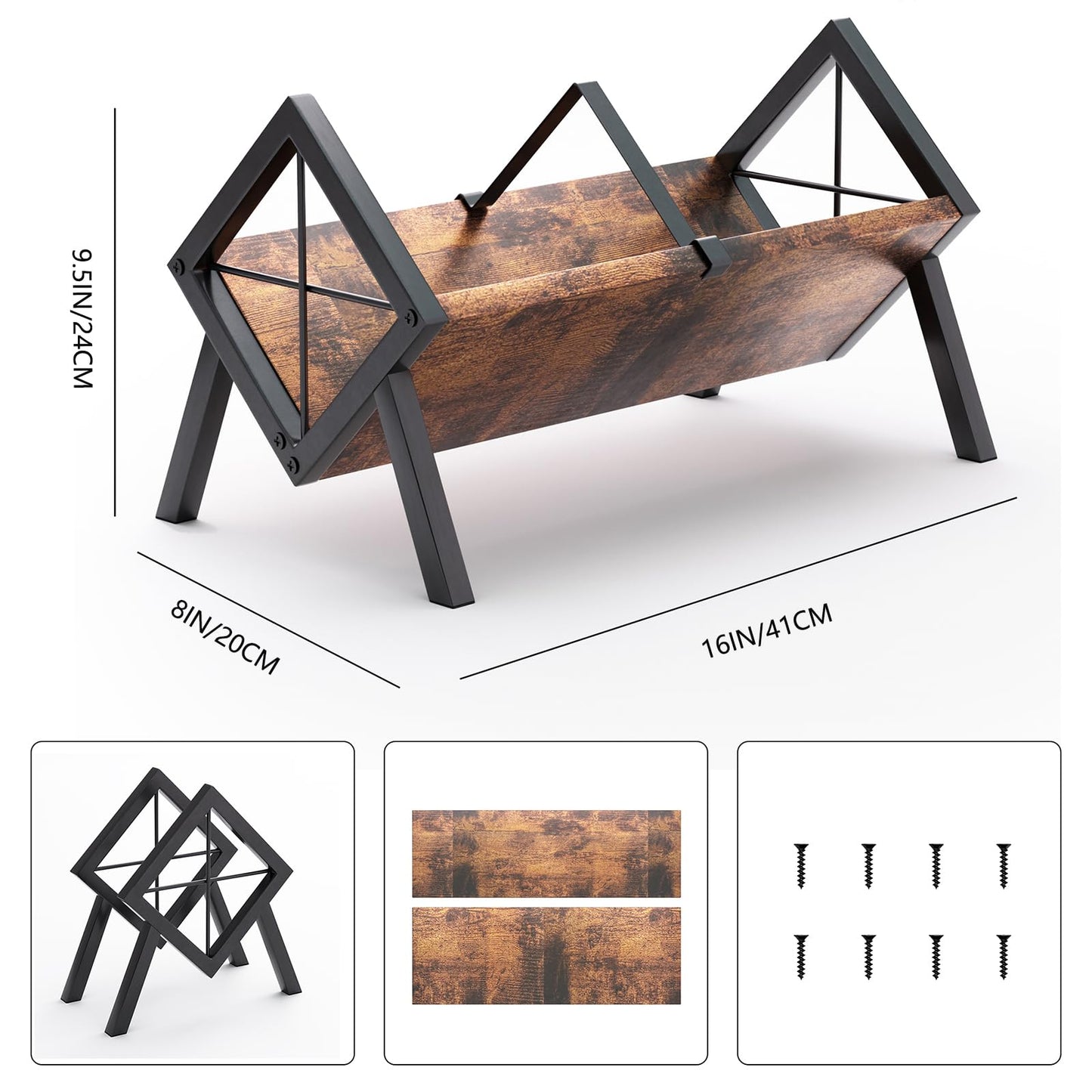 ASIFMTHOT Desk Bookshelf, Retro Tabletop Book Organizer & Mini Tilting Bookcase for Books/Magazines/Albums