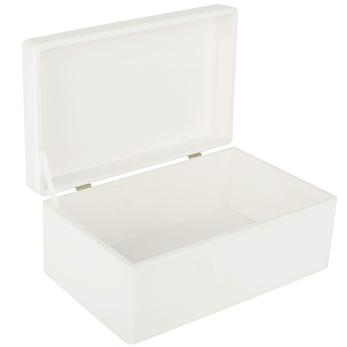 Creative Deco Large White Plain Wooden Storage Box with Lid | 30x20x14cm (+/-1 cm) | Hinged Lid | Gift Christmas Xmas Box Kitchen Storage | ROUGH &