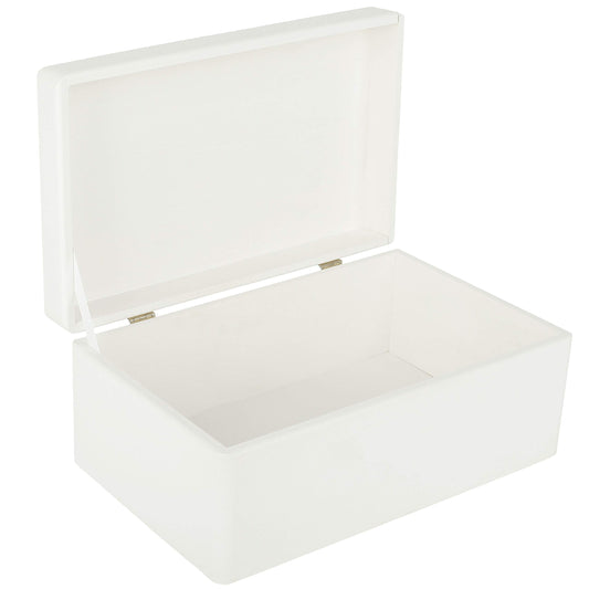 Creative Deco Large White Plain Wooden Storage Box with Lid | 30x20x14cm (+/-1 cm) | Hinged Lid | Gift Christmas Xmas Box Kitchen Storage | ROUGH &
