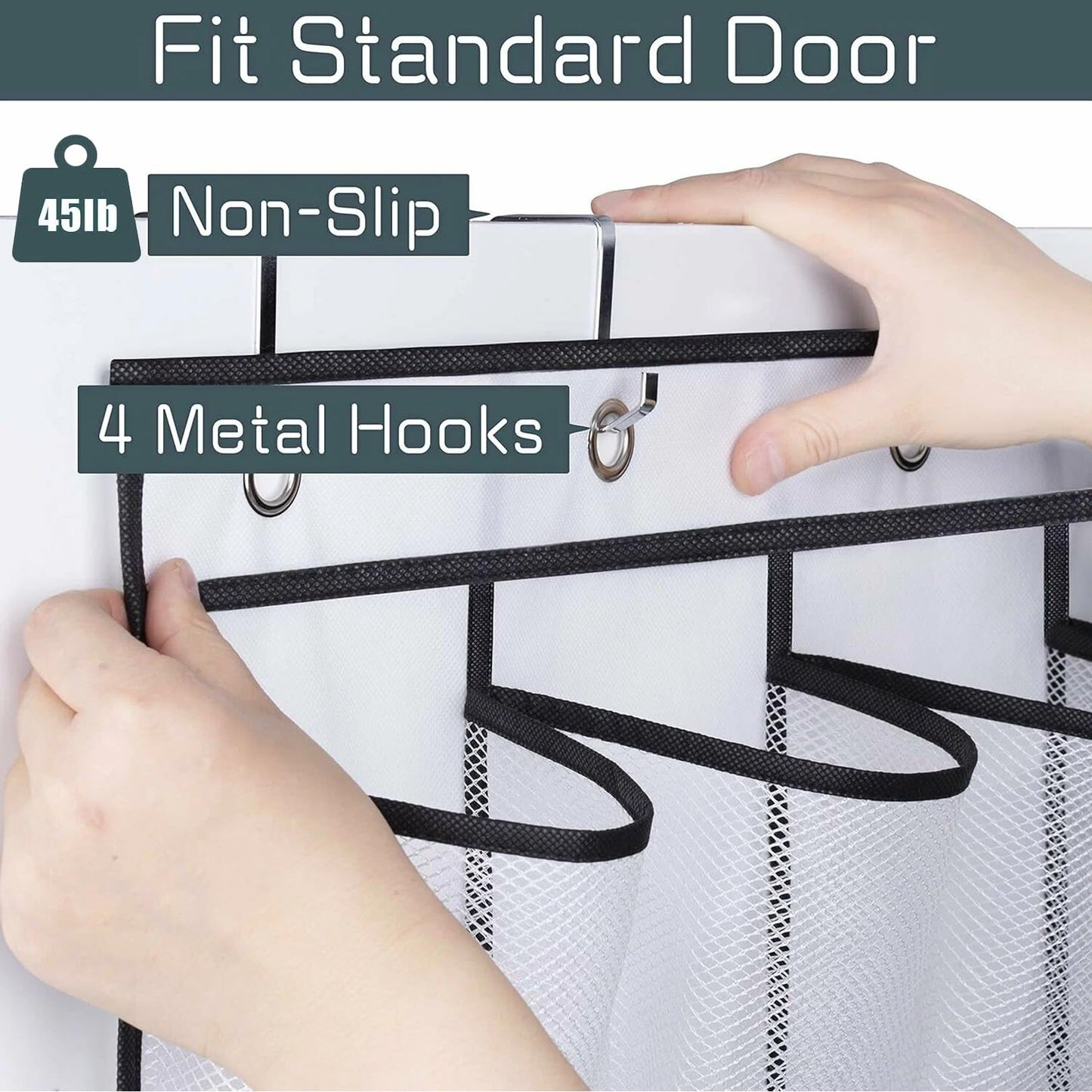 SOPSTUO Hanging Shoe Storage, Over Door Shoe Storage, Door Shoe Rack, 24 Breathable Mesh Huge Pockets