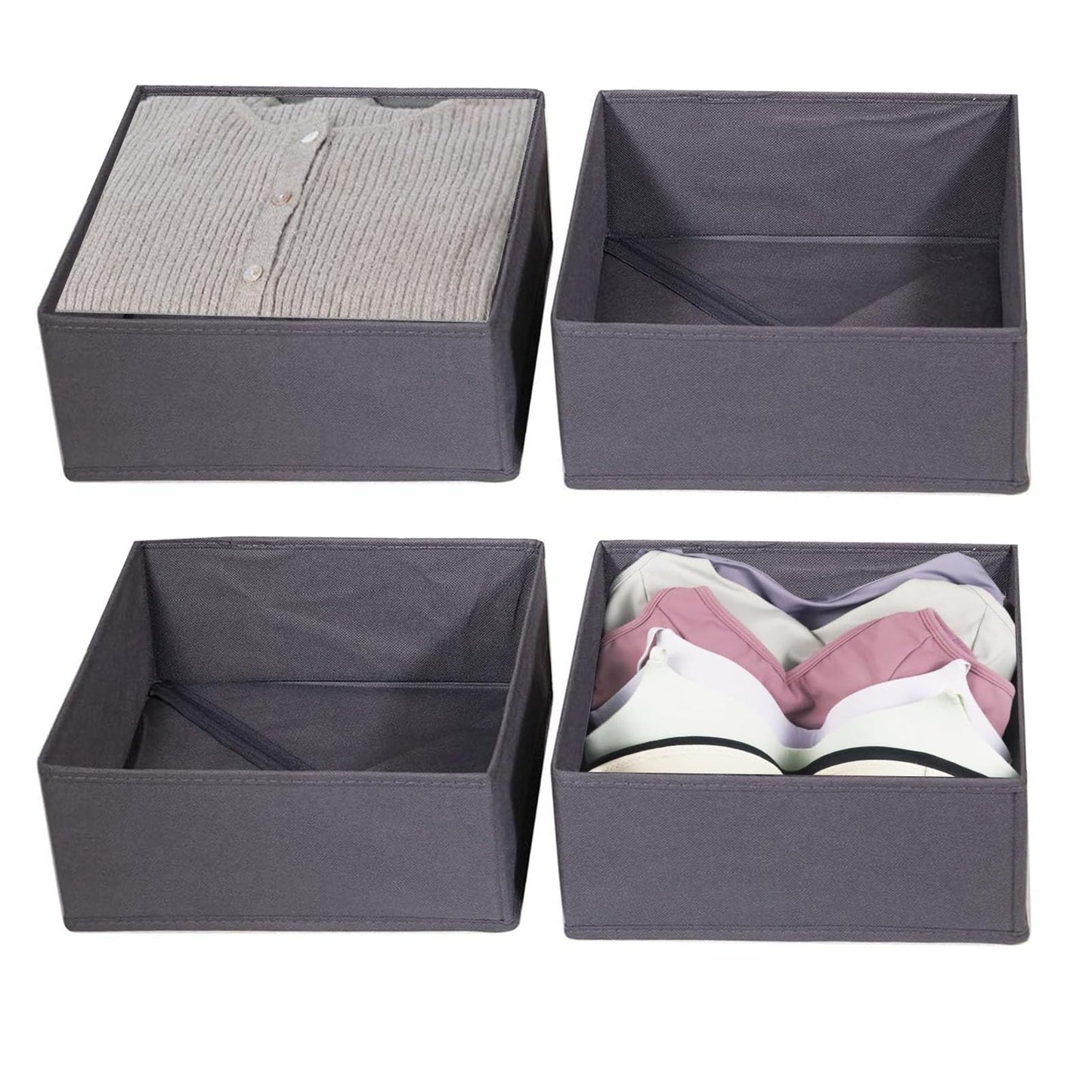 GAYSHI 4 Pack Large Drawer Organiser, Clothes Drawer Organiserss, Wardrobe Storage Boxes, Foldable Fabric Storage Boxes for Bras, Cosmetics