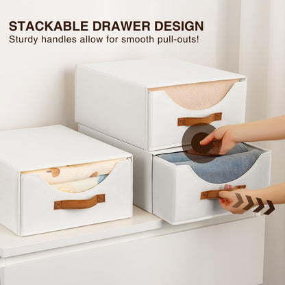 Homsorout Wardrobe Storage Organiser - Foldable Stackable Storage Drawers Box, Fabric Storage Baskets for Clothes Organization, Shelves, Bedroom