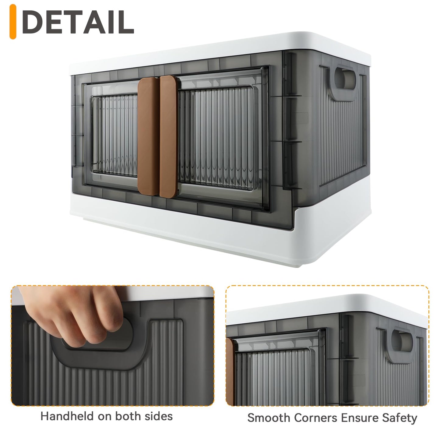 AssHMKIT Storage Cabinet with Lids, 8.4 Gallon (32 Liters), Useful Box with Double Door and Lock, Foldable, Plastic, Underbed or Countertop Use